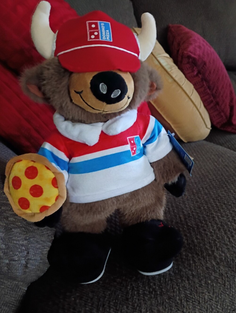 Domino's Red & White Pizza-Bison Singing/Dancing Plush Toy